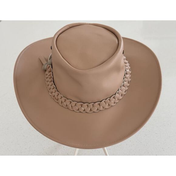 Authentic Bronco Hats New Zealand Hand-Crafted Leather Bushman Hat – Nude/Sand main image 4